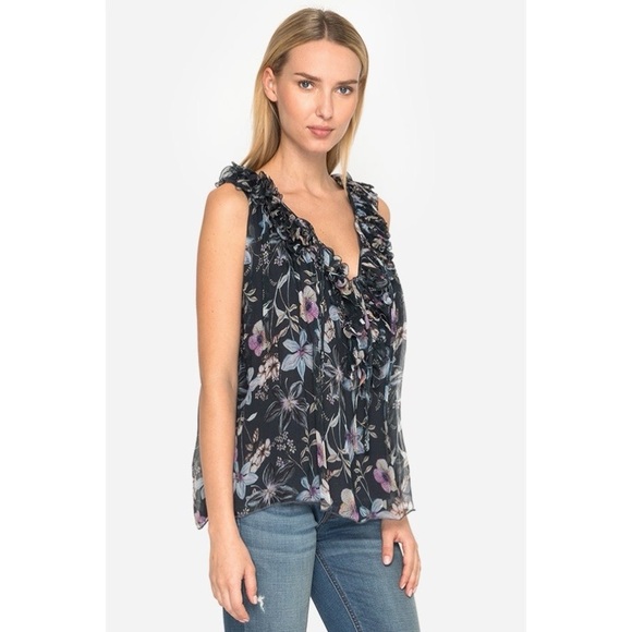 JOHNNY WAS silk ruffle sleeveless top size XS floral - Picture 10 of 12